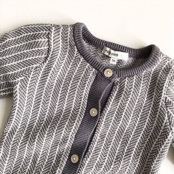 Noppies gray/white cardigan EUC 56(1-2 months) - Picture 2 of 4